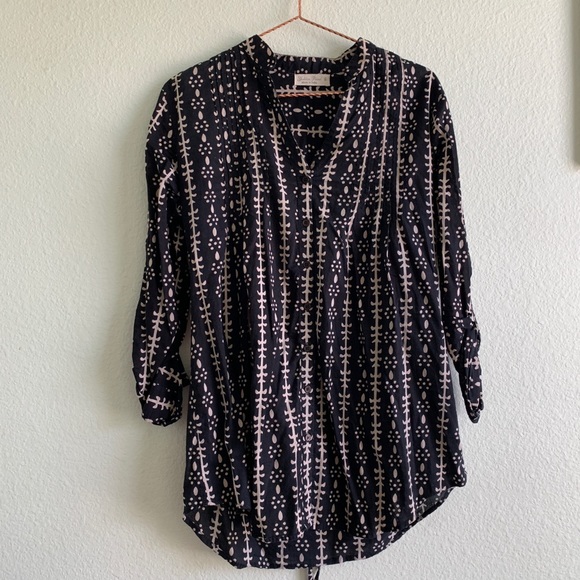 GOLDEN BIRD abstract tribal print pattern shirt tunic top Small cotton boho vtg - Picture 3 of 10